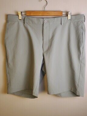 Peter Millar Crown Crafted Matlock Seersucker Performance Shorts Sz 38 Sage Fog